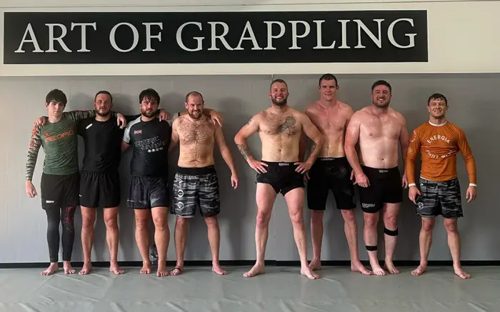 Students training Brazilian Jiu-Jitsu together