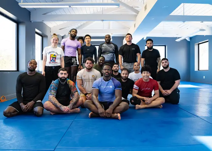 Group photo from a No-Gi class at Bones Jiu Jitsu