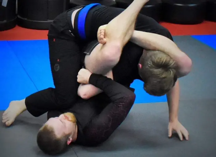 Triangle submission drilling in Brazilian Jiu-Jitsu