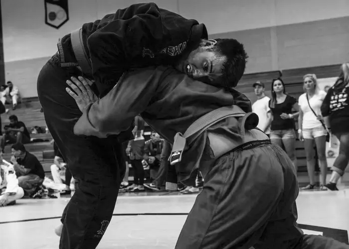Connors students grappling in a Brazilian Jiu Jitsu match