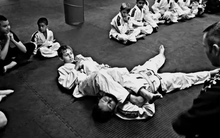 Crossover BJJ class action shot
