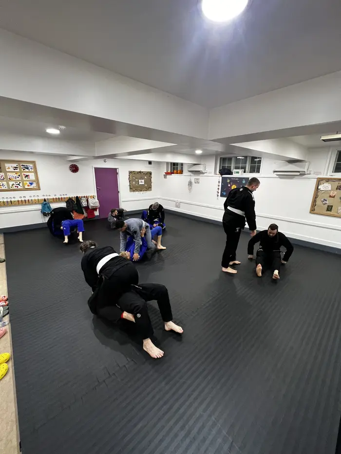 BJJ class in session on the mats at Hook Grappling