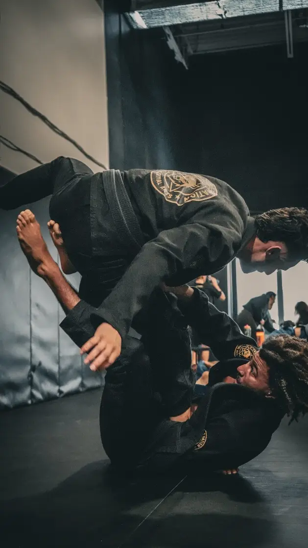 Pratiquants en duel de grappling à Triangle Nation